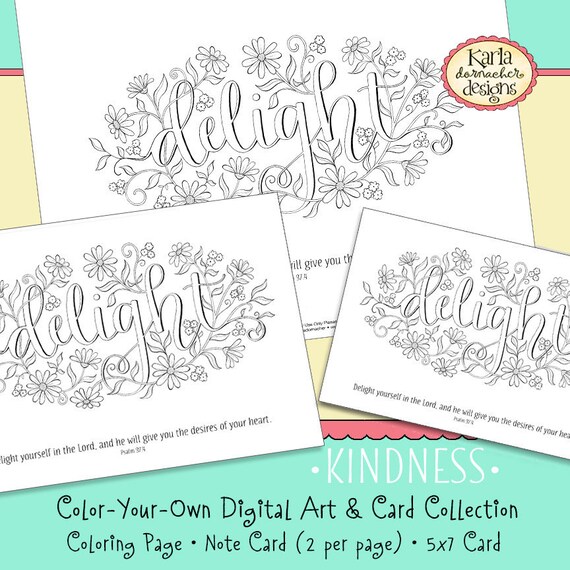 DELIGHT Word of the Year 52 Words PSALM 347 Coloring Etsy