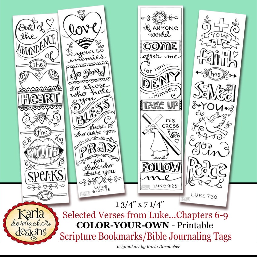 LUKE 6-9... Color-Your-Own Bible Bookmarks Bible Journaling Tags INST…