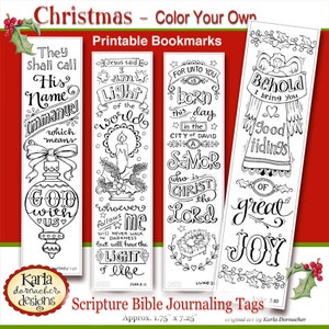 CHRISTMAS... Color-Your-Own Bookmarks  Bible Journaling Tags Tracers INSTANT DOWNLOAD Scripture Digital Printable Christian Religious