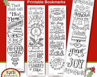 CHRISTMAS... Color-Your-Own Bookmarks  Bible Journaling Tags Tracers INSTANT DOWNLOAD Scripture Digital Printable Christian Religious
