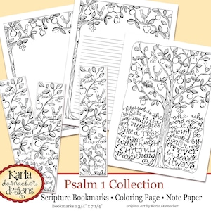 Psalm 1, Be Like a Tree, Bible Journaling Color Your Own INSTANT DOWNLOAD Art Print Coloring Page Printable Christian Religious
