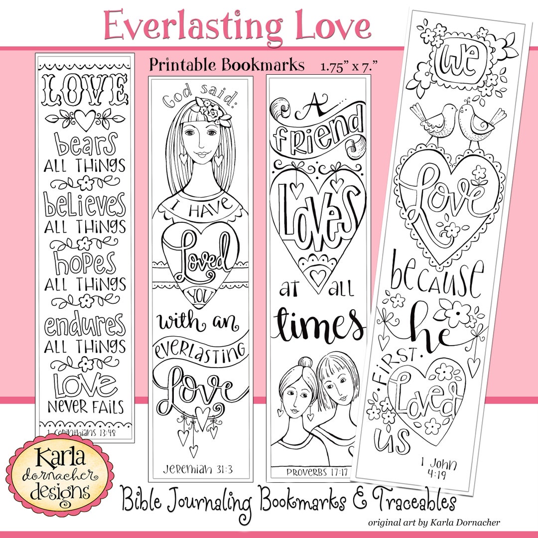 VALENTINE... EVERLASTING LOVE Valentine Color Your Own, Bible Bookmarks ...