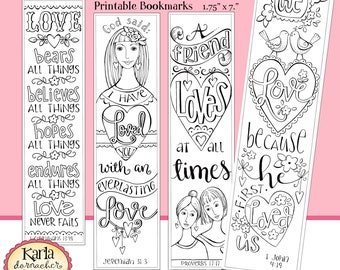 VALENTINE... EVERLASTING LOVE Valentine Color Your Own, Bible Bookmarks, Bible Journaling Instant Download Scripture Digital Printable