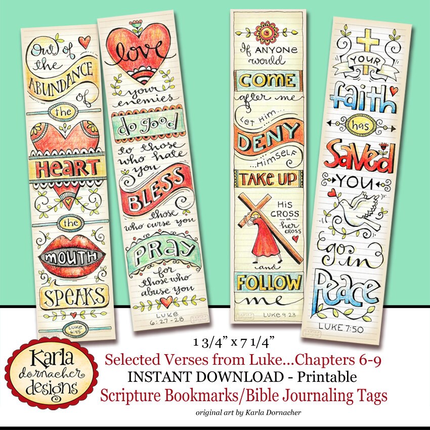 LUKE 6-9... Bible Bookmarks Bible Journaling Tags INSTANT DOWNLOAD Sc…