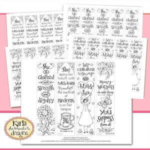 PROVERBS 31... A Godly Woman... Color Your Own, Bible Bookmarks, Bible Journaling Instant Download Scripture Digital Printable Christian image 2