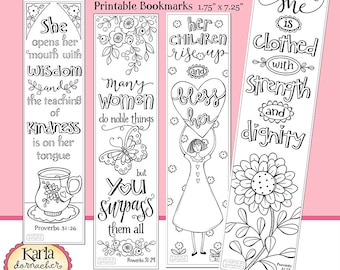 PROVERBS 31... A Godly Woman... Color Your Own, Bible Bookmarks, Bible Journaling Instant Download Scripture Digital Printable Christian