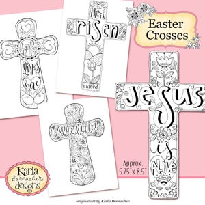 CROSSES OF FAITH... Coloring Collection Color Your Own, Instant Download Scripture Digital Printable Christian Religious