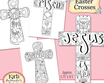 CROSSES OF FAITH... Coloring Collection Color Your Own, Instant Download Scripture Digital Printable Christian Religious