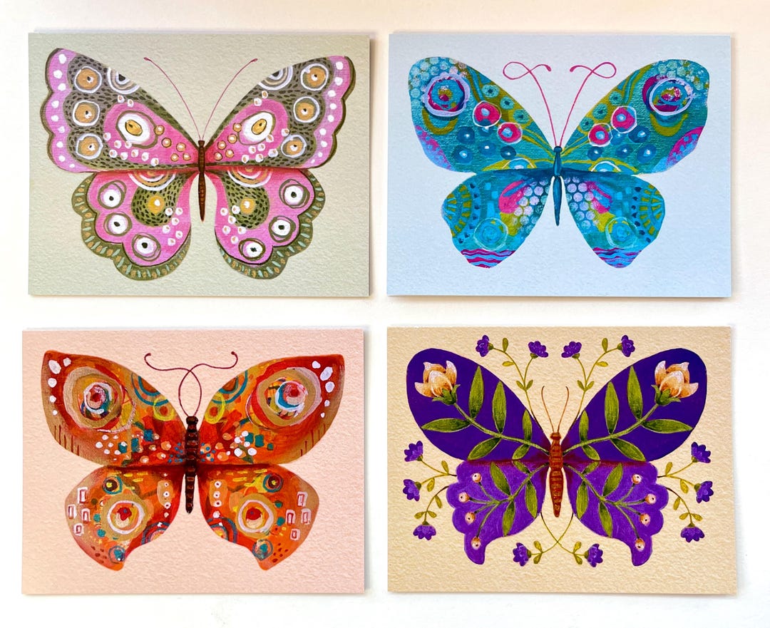Butterfly Beauties - Blank Note Card Set of 4 - With Envelopes ...