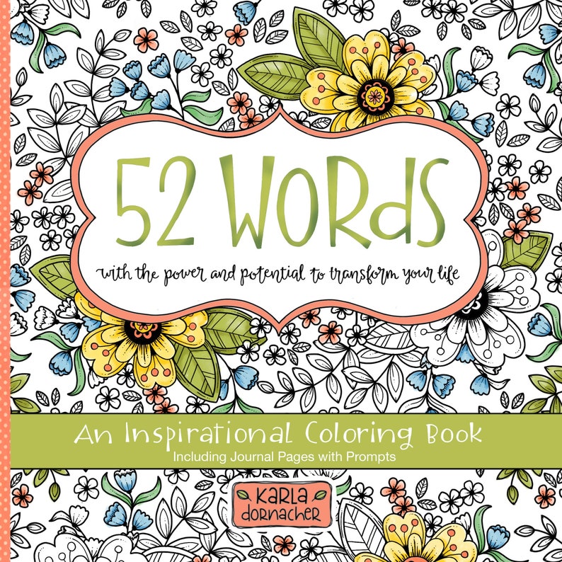 INSTANT DOWNLOAD 52 WORDS with Journal Pages Christian Coloring Book Adult Bible Journaling Scripture Religious Digital Printable image 1