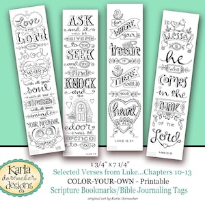 LUKE 10-13... Color Your Own Bookmarks  Bible Journaling Illustrated Faith INSTANT DOWNLOAD Scripture Digital Printable Christian Religious