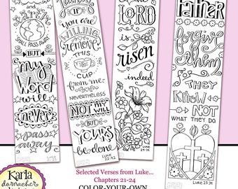 LUKE 21-24... Bible Journaling Color Your Own Traceable Bookmarks  Illustrated Faith INSTANT DOWNLOAD Scripture Digital Christian