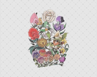 Magische pratende bloemen digitale download png voor ambachten | Grillige tuinkunst afdrukbare directe toegang voor unieke creaties