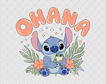 Stitch Ohana betekent familie png, grappige personagekunst (digitaal bestand)