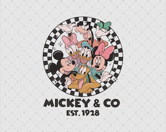 Retro Mickey and Company SVG, familievakantie png (digitaal bestand)