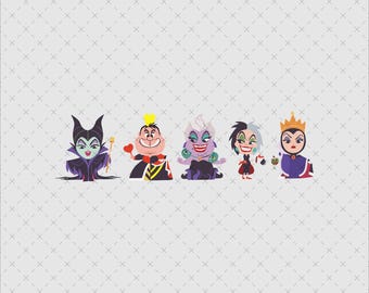 Geweldige geanimeerde schurken digitale download PNG, Instant Access Cute Maleficent, Ursula, Evil Queen-bestanden voor knutselen, shirts en cadeaus