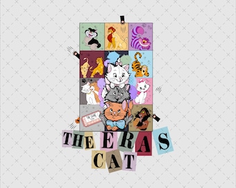 Iconische katachtige tijdperken concertstijl digitale download PNG – Instant afdrukbaar cartoon kat fanartbestand
