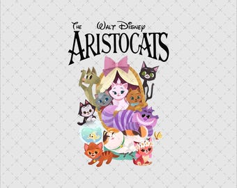 Schattige aristokattenfamilie Cheshire Cat afdrukbare png-bestand - Instant digitale download voor T-shirts en cadeaus