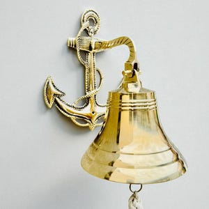 Brass Anchor Bell - 10&quot; Nautical Maritime Wall Decor