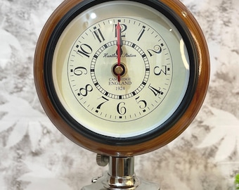19" Hohe Stativ-Tischuhr | Vintage Schreibtischuhr | Nautische Deko | Holzstativuhr | Cambridge, England 1924