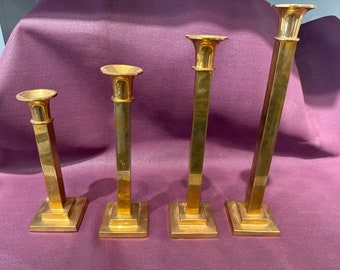 Vintage Graduated square brass candlesticks