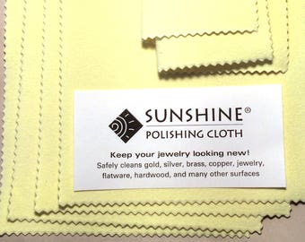 Sunshine Polishing Cloth Large 7.5 X 5 Inch Bulk Jewelry Wholesale Yellow  7-1/2 X 5 