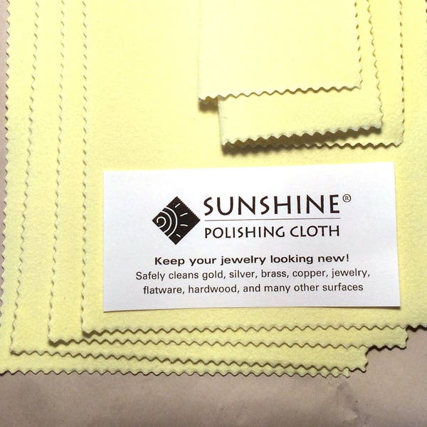 Sunshine Polishing Cloth Large 7.5 x 5 inch Bulk Jewelry Wholesale Yellow 7-1/2" x 5"