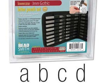 3mm Metal Stamp Letter Set 1/8 pouces LOWERCASE Punch 27 Pc avec Boîtier Inférieur BeadSmith Alphabet Gothique San Serif Comme Arial Font SHIPS PRIORITY
