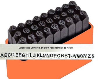 ARIAL UPPERCASE 1/16 inch 1.5mm Alphabet Letter Sans Serif Font Steel Metal Stamp Set for Jewelry Making Upper Case Hand Stamping Tools
