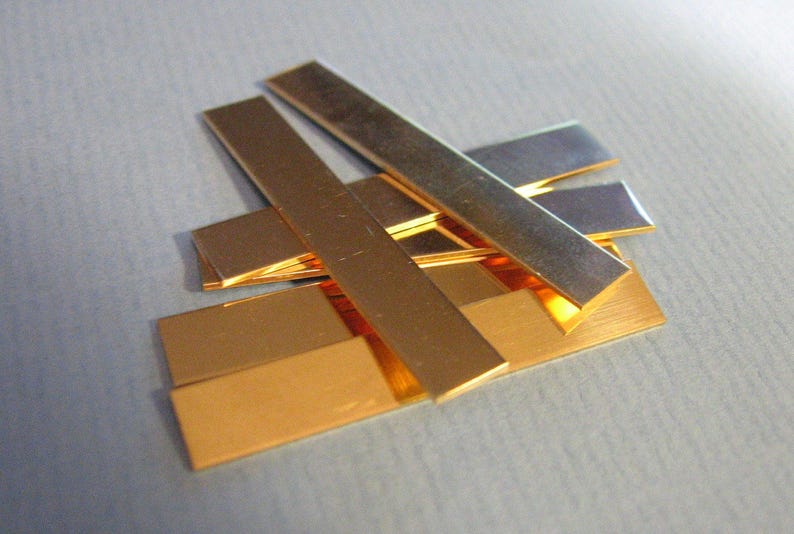 Solid Gold 14K Gold 14 Karat Solid Gold Sheet Strip Blank Select a Size and Gauge image 1