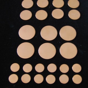 Copper Blank Disc VARIETY PACK Round Circle Tag Charms Hand STAMPING bead caps spacers 1 inch 3/4 5/8 1/2 3/8 Jewelry Making Supplies Qty 25 image 2
