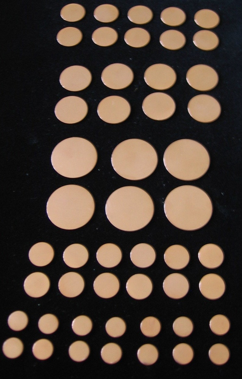 Copper Blank Disc VARIETY PACK Round Circle Tag Charms Hand STAMPING bead caps spacers 1 inch 3/4 5/8 1/2 3/8 Jewelry Making Supplies Qty 25 image 2