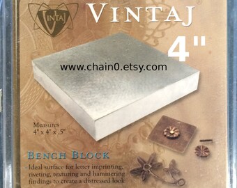 Steel Bench Block Anvil 4" Smooth for Hand Stamping Metal Work 4 x 4 inch Heavy Hammering Imprint Letter Design Jewelry Making