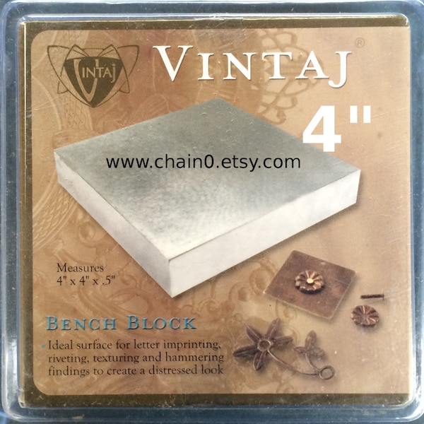 Steel Bench Block Anvil 4" Smooth for Hand Stamping Metal Work 4 x 4 inch Heavy Hammering Imprint Letter Design Jewelry Making