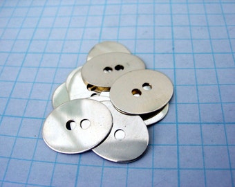 2 HOLE Sterling Silver Button Connectors OVAL Fasteners Component Accessories for Clothing Jewelry Bracelets Engravable Hand Stamping Discs