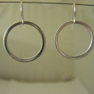 Handmade Sterling Silver Earrings Hoop Dangle Drop Open Circle Shape Round Hanging image 6