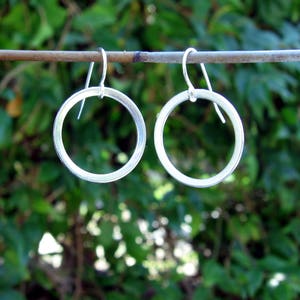 Handmade Sterling Silver Earrings Hoop Dangle Drop Open Circle Shape Round Hanging image 9