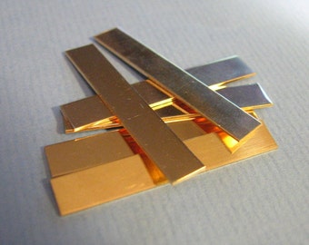 14K Gold-Filled Stamping Blanks Pendant Jewelry Making Supplies RECTANGLE for Hand Engrave Personal Tag 22 Gauge 1/4  x 1-1/2 inch Qty 4