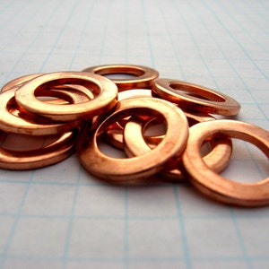 COPPER Metal BLANKS for Hand Stamping Open Circle WASHERS 5/8 inch Disc 20 gauge thick Hand Stamped Jewelry Making Supplies Qty 10