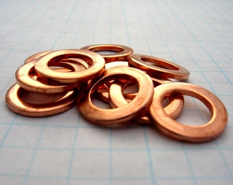 COPPER Metal BLANKS for Hand Stamping Open Circle WASHERS 5/8 inch Disc 20 gauge thick Hand Stamped Jewelry Making Supplies Qty 10