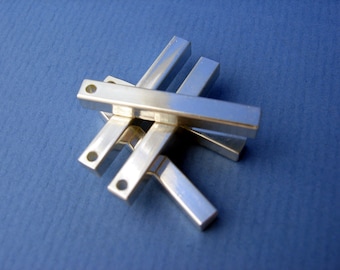 Handmade Sterling Silver Bars 4 SIDE Hand Stamping Bars with HOLE Rectangle Bar 6 Gauge Square Making Pendants Smooth Quality Jewelry Qty-1