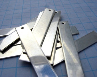 Estampage à la main pour étiquettes de pendentifs de bijoux, rectangles, métal en argent sterling, 1-1/2 x 1/4 pouce, calibre 20, quantité 4