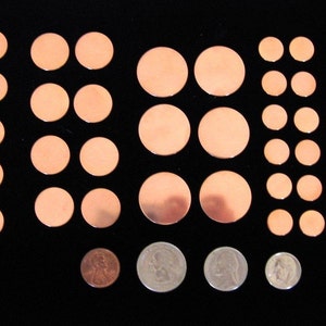 Copper Blank Disc VARIETY PACK Round Circle Tag Charms Hand STAMPING bead caps spacers 1 inch 3/4 5/8 1/2 3/8 Jewelry Making Supplies Qty 25 image 1