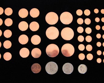 Copper Blank Disc VARIETY PACK Round Circle Tag Charms Hand STAMPING bead caps spacers 1 inch 3/4 5/8 1/2 3/8 Jewelry Making Supplies Qty 25