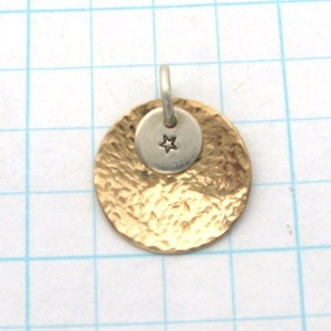 Pendant 14K Gold Filled Charm and Sterling Silver Feature Artisan Handmade Hand Hammered Hand Stamped Unique Personalize Necklace image 4