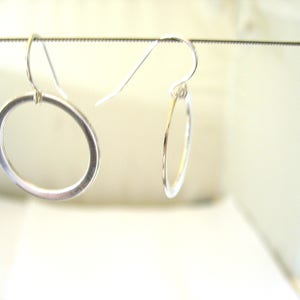 Handmade Sterling Silver Earrings Hoop Dangle Drop Open Circle Shape Round Hanging image 7