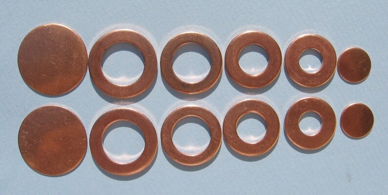 Copper Blank Disc VARIETY PACK Round Circle Tag Charms Hand STAMPING bead caps spacers 1 inch 3/4 5/8 1/2 3/8 Jewelry Making Supplies Qty 25 image 4