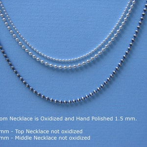 Oxidized and Polished 18 inch Sterling Silver Necklace 2 mm Ball Bead Chain Necklace 2 millimeter 18 inch