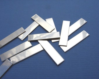 Pièces d'estampage en métal en argent sterling pendentif fournitures de fabrication de bijoux RECTANGLE pour gravure à la main étiquette personnelle calibre 22 1/4 x 1 pouce quantité 4