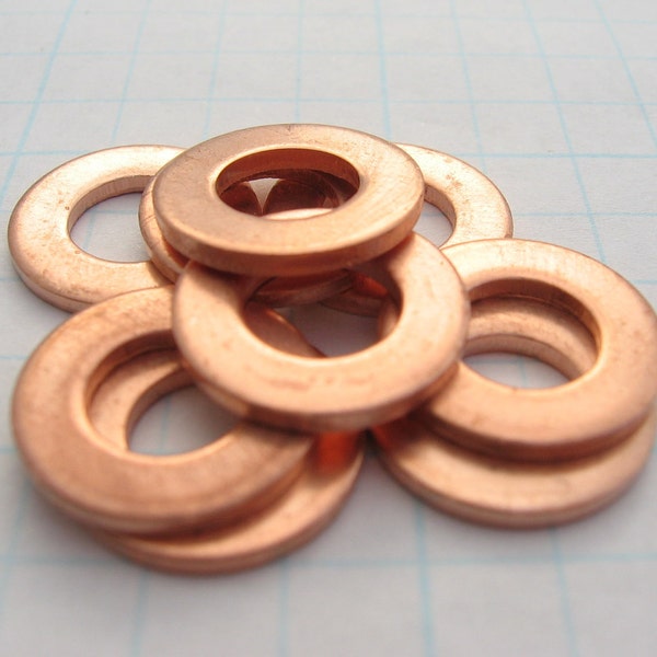 COPPER Metal Blanks for Hand STAMPING Open Circle WASHERS 16 mm 5/8 inch Disc 20 gauge thick Hand Stamped Jewelry Making Supplies Qty 10